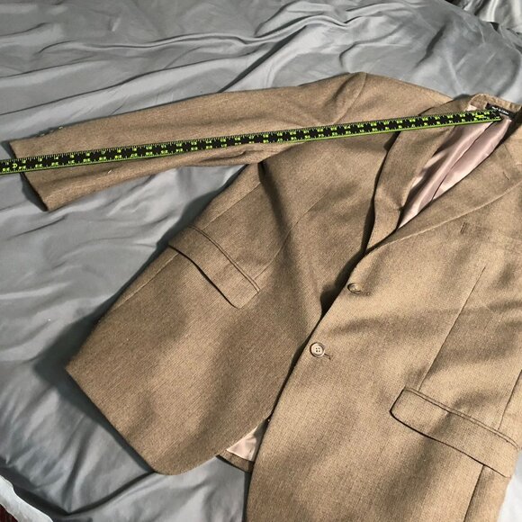 Chaps Mens Blazer Jacket Size 46R Gray Wool-Blend Double Button Workwear Brown - Picture 13 of 16